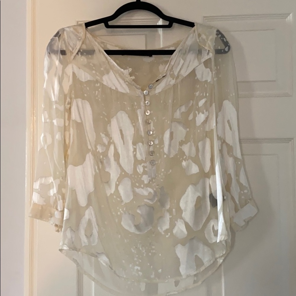 Patterson J Kincaid cream leopard burn out top
